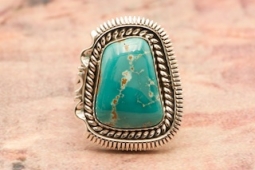 Artie Yellowhorse Genuine Cariico Lake Turquoise Sterling Silver Ring